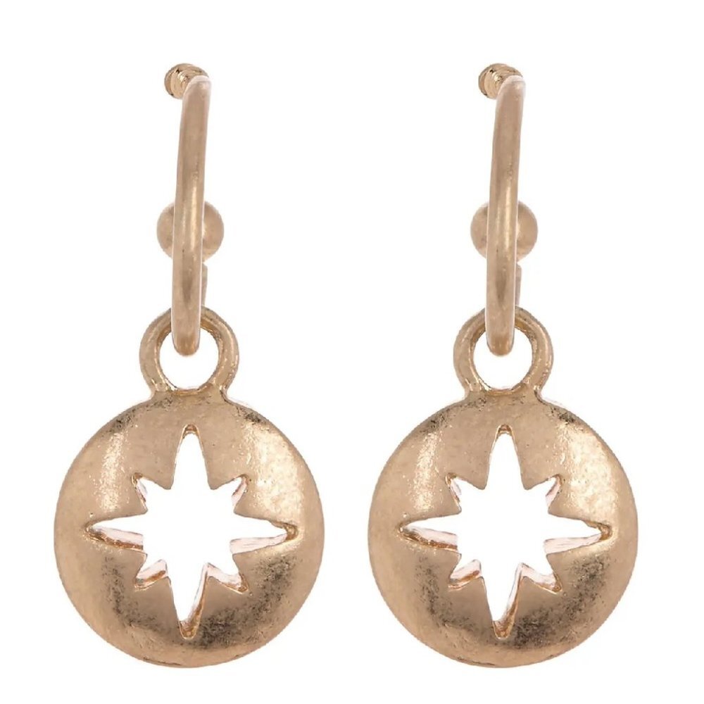 AREA STARS 14k Gold Plated Brass Starburst Cutout Drop Earrings 2 Packs
